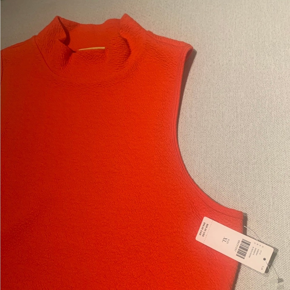 Vibrant Orange Sleeveless Top Anthropologie MAEVE mock neck sleeveless textured